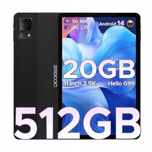 Tablet DOOGEE T40 20/512GB 8580mAh 11"IPS FHD+ 2.5K Android 14 16MP OTG SIM