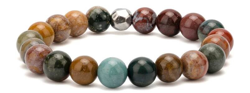 8mm Round Beads Ocean Jasper Gemstone Stretch Bracelet for Women Men Unisex, Natural Energy Crystal Stone Beads, Classic Simple Design Cuff，Birthday Gift