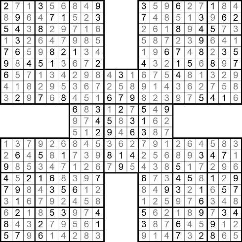 Sudoku Samuraj - náročné sudoku, pro opravdové fajnšmekry