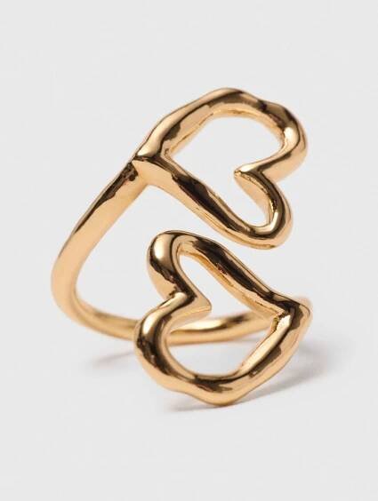 Double gold-plated heart ring