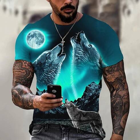 3D Print Wolf Tričko pro muže Letní oversized Topy s krátkým rukávem Pulovr 2023 Móda Streetwear Pánské cool oblečení Levné Trička