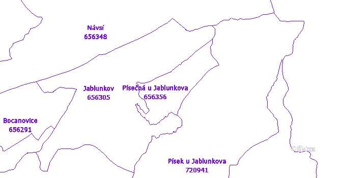 Katastrální mapa Písečná
