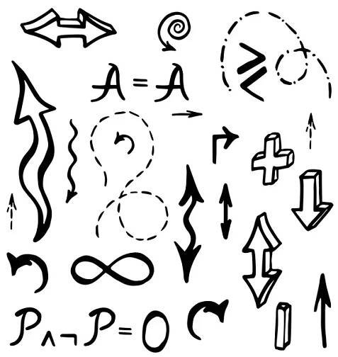 Ručně tažené matematické prvky vektorové ilustrace. — Ilustrace