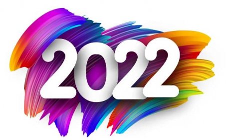 2022 znamení přes barevné tahy štětcem. Modré, fialové, žluté barvy. Obrázek vektorových svátků. — Ilustrace