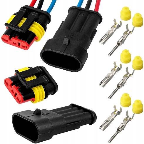 KOSTKA ZÁSTRČKA HERMETICKÝ KONEKTOR SUPERSEAL DO AUTA 3 PIN 1.5