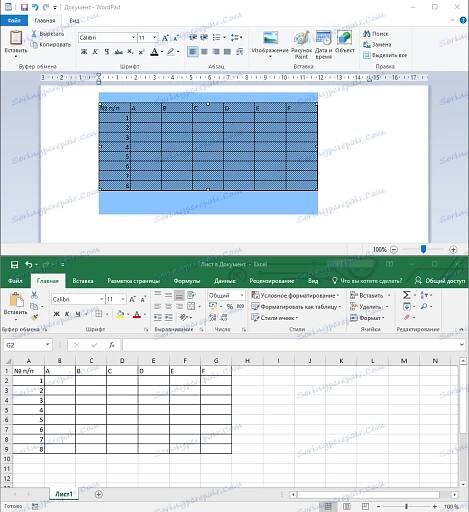 tabulka v programu Excel