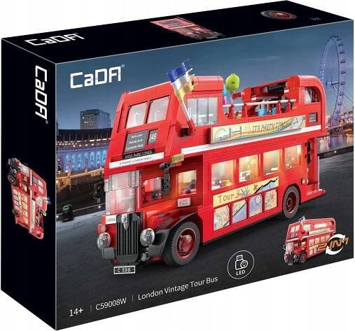 STAVEBNICE CADA LONDÝNSKÝ AUTOBUS 2v1 PATROVÉ ANGLICKÉ LED SVĚTLO 1770 EL. Materiál plast