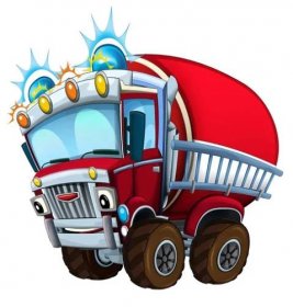 Kreslená Hasičským náklaďákem na bílém pozadí-ilustrace pro děti — Stock obrázek