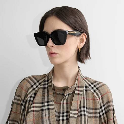 Inlaid Check Square Sunglasses