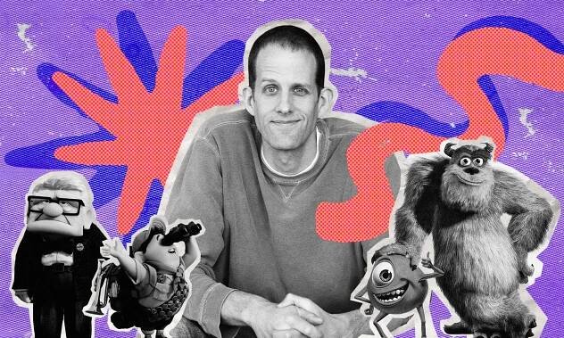 Pete Docter and characters from Up and Monsters. Inc