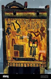 Shabti-box of Nya, Wood, paint, 32 x 15 x 22 cm,  1292–1213 BC, New Kingdom, Nineteenth Dynasty, Egypt (Museo Egizio di Torino Italy) Stock Photo