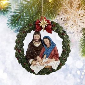 Vánoční betlém akrylová závěsná dekorace s řetízkem Sváteční festival Dutý kulatý vánoční strom Narození Ježíše Přívěsek Party Potřeby Dárek