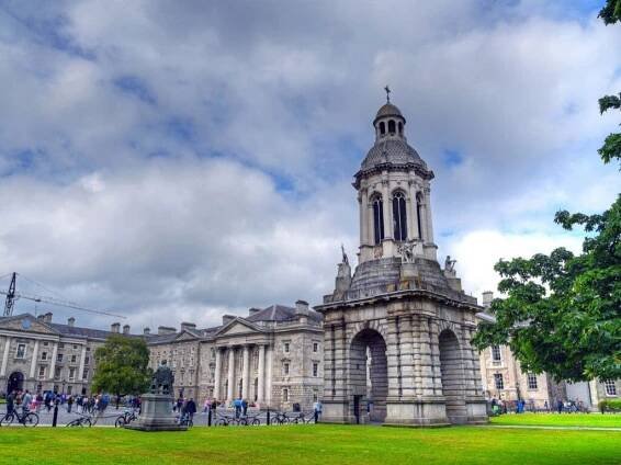 The Campanile Tower in Trinity College, Dublin, one of the best things to see in Dublin