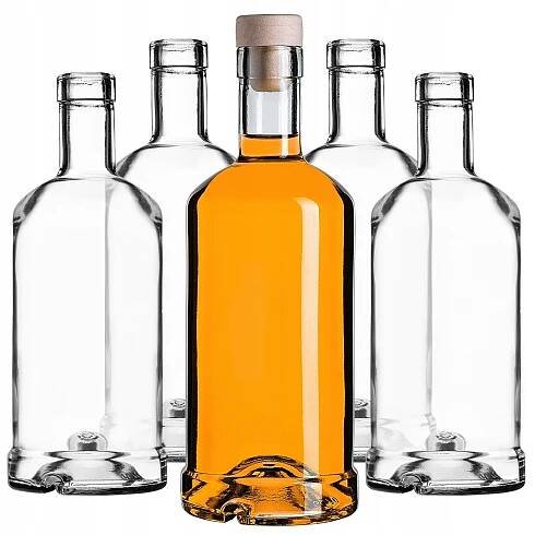 SKLENĚNÉ LAHVE TADEK 500 ml 0,5 L NA LIKÉRY VÍNO VODKU 5 ks S KORKEM