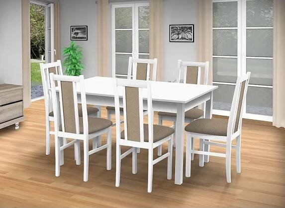 Jídelní set pro 6 osob se stolem a čalouněnými židlemi 140 x 115 cm