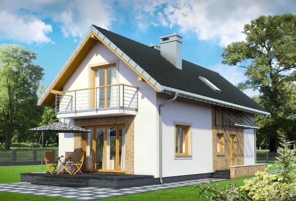 Projekty pěnového bloku s půdní vestavbou - jednoduché uspořádání (81 fotografií): dacha 8x8, typické domy z pěnového bloku