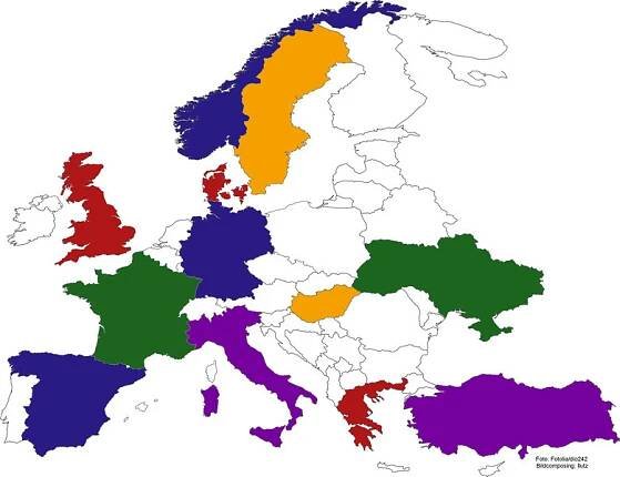 Sada samolepek Evropa cestovní mapa pro obytný vůz nebo karavan