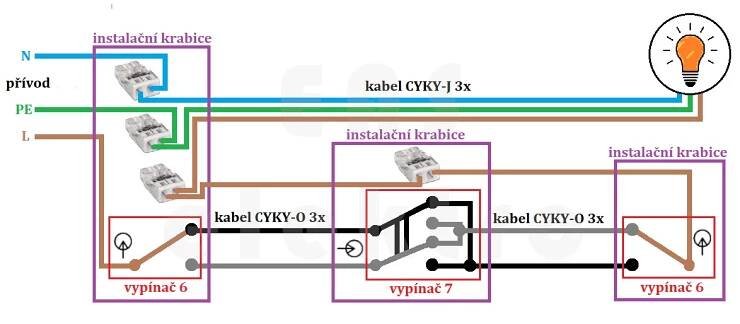 Schéma zapojení vypínače řazení č.7
