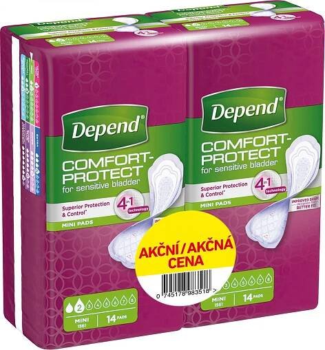 Kimberly Clark Depend Comfort-Protect Mini Pads 2 x 14 ks od 109 Kč