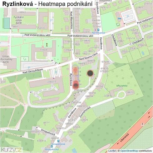 Mapa Ryzlinková - Firmy v ulici.