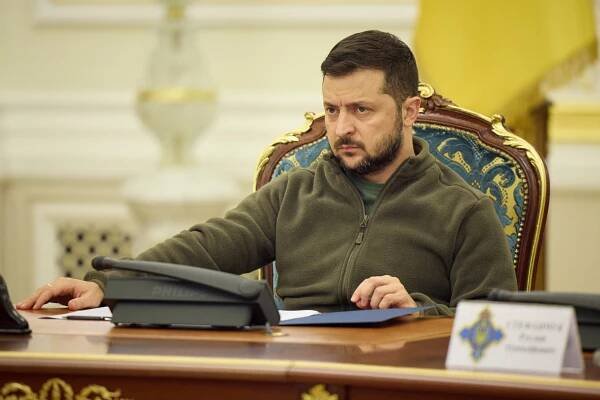Ukraine's President Zelenskiy attends a National Security and Defence Council meeting in Kyiv