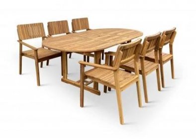 Zahradní dřevěný set stůl VIET + křesla LUCY 1+6 (4)