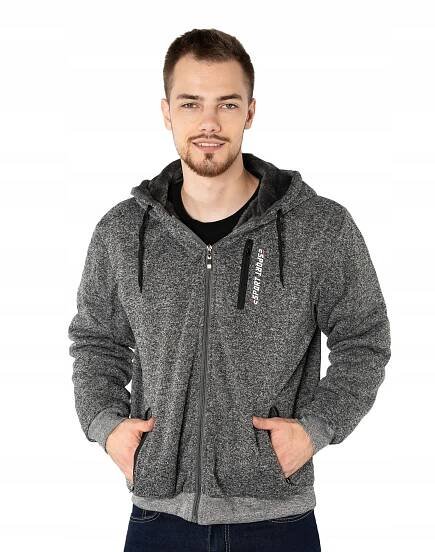 Teplá Mikina Pánská Zateplená Kožíškem 74315-2 XXL