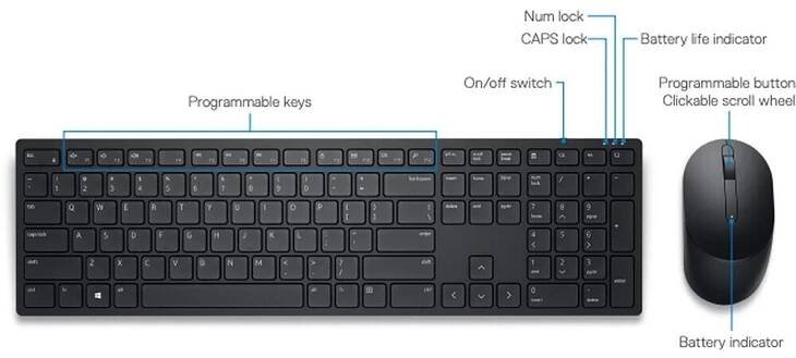 Dell set klávesnice + myš, KM5221W, bezdrátová, US / 580-AJRP