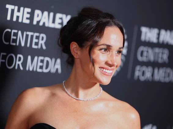 Duchess Meghan Is Timeless in a Strapless Black Gown for a Rare Red-Carpet Appearance
