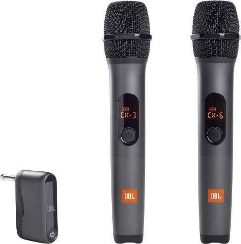 Dva mikrofony s bezdrátovým dvoukanálovým přijímačem JBL Wireless Microphone, Black | iSpace.cz