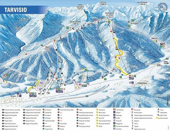 Tarvisio - mapa sjezdovek