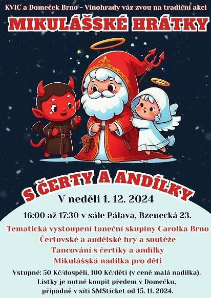 Mikulášské hrátky s čerty a andílky Brno. Akce Akce pro děti