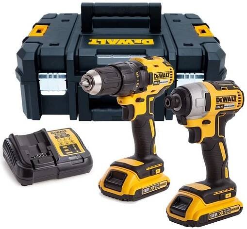 DeWALT DCK2059D2T Aku Kombinovaná sada vrtačka/šroubovák a rázový utahovák (2x2,0Ah/18V) ,TSTAK II