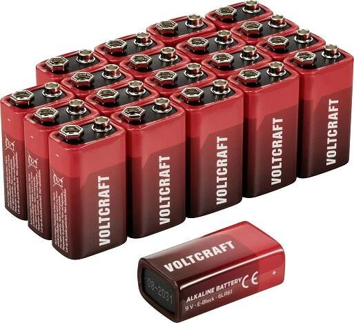 VOLTCRAFT VC-16107985 baterie 9 V alkalicko-manganová 550 mAh 9 V 20 ks