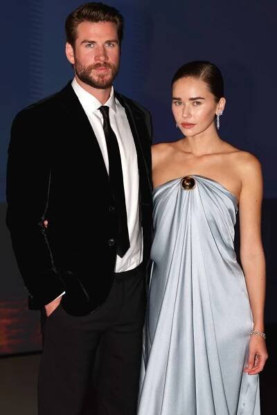 Liam Hemsworth and Gabriella Brooks attend the NGV Gala 2023 at the National Gallery of Victoria