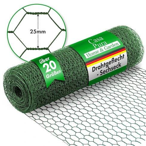 Drátěný plot Zelený plášť Králičí pletivo Velikost: 25 mm Výška: 50 cm Délka: 10 m