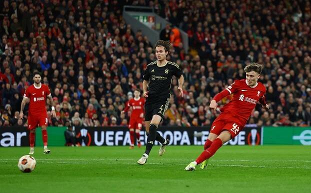Clark scored his first senior goal in the Anfield rout