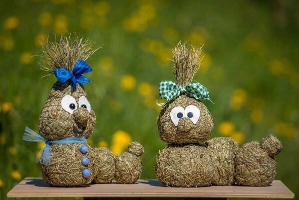 Heufiguren selber basteln | Rosi's Heustube – Floristik Geschenke aus Steinegg/ Karneid | Stroh basteln, Frosch basteln, Basteln