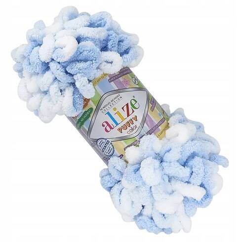 Vlna Alize Puffy COLOR 100 g plyšová na deky 5865 MODRÁ