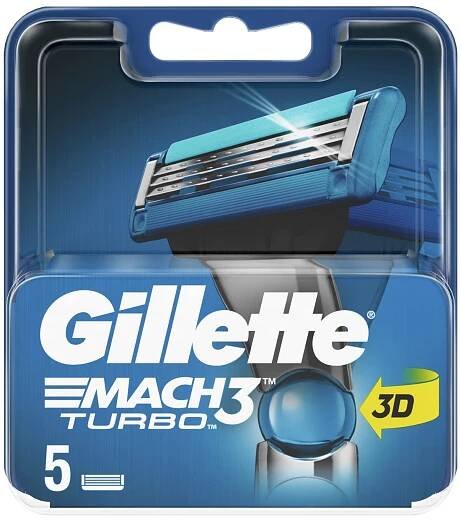 Gillette Mach3 Turbo 3D náhradní hlavice, 5 ks