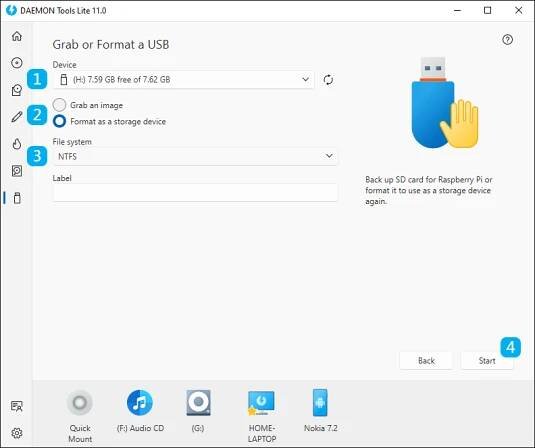 Grab of Format a USB