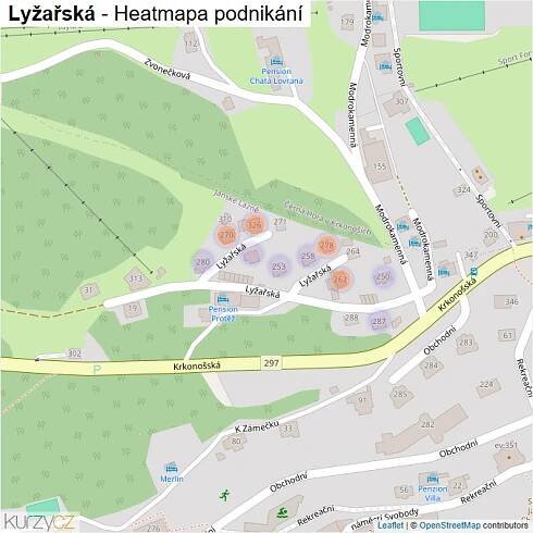 Mapa Lyžařská - Firmy v ulici.