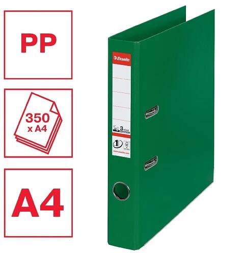 Plastový pákový pořadač Esselte - A4, s kapsou, hřbet 5 cm, zelený | OFFICEO.cz