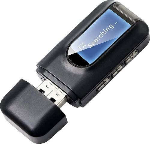 INF Bezdrátový audio vysílač a přijímač - Bluetooth adaptér pro auto/PC/TV/sluchátka Černá