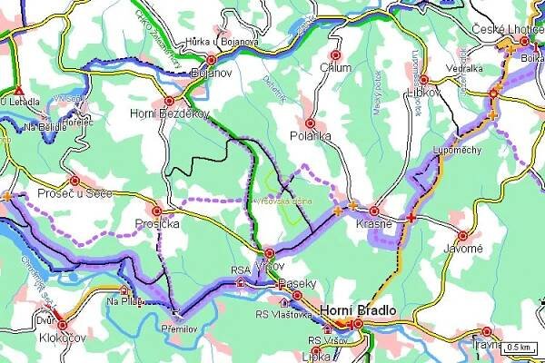 Mapa běžkařské trasy