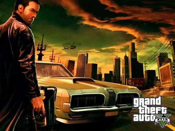 Gta Background Grand Theft Auto Five Poster Holding An Uzi