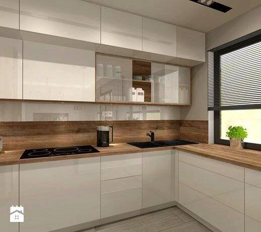 Aranżacja kuchni i salonu w domu jednorodzinnym - Kuchnia, styl nowoczesny - zdjęcie od Atelier … | Design cucine, Arredo interni cucina, Arredamento moderno cucina
