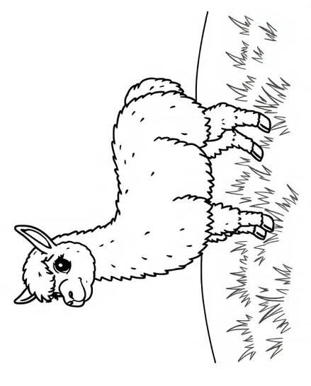 Lama v trávě