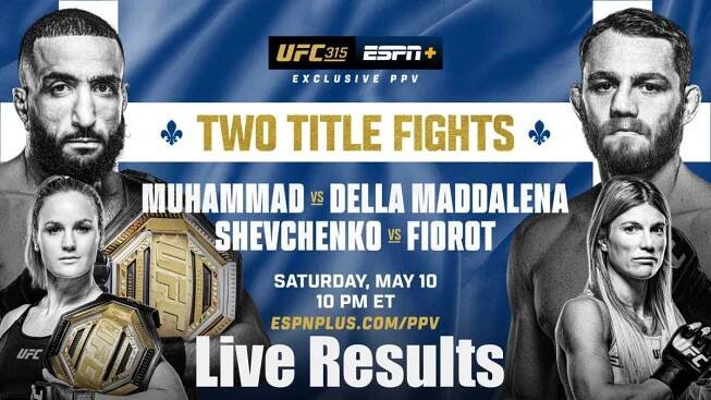 UFC 315: Muhammad vs. Della Maddalena Live Results