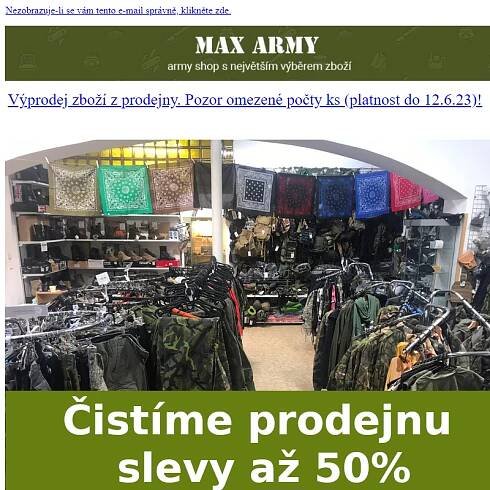 Čistíme prodejnu - sleva až 50% - omezené množství (do 12.6.23)